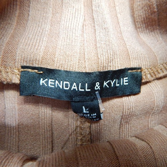 Kendall & Kylie Womens Body Con Mock Turtleneck Midi Sleeveless Dress Tan Size L - Picture 7 of 9